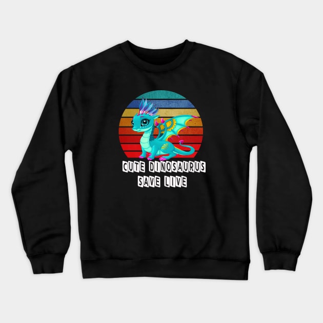 Cute Dinosaurus Vintage Retro Crewneck Sweatshirt by JeffDesign